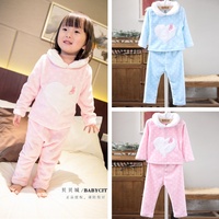 0-1-2-3-4岁女童冬装睡衣套装珊瑚绒一两三四韩版女宝宝冬季衣服