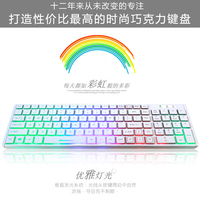 联想笔记本电脑家用外接巧克力键盘背光有线超薄七彩发光便携键盘