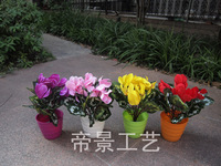 仿真花塑料假植物花卉小盆景 兔子花仙客来护盆花阳台客厅装饰