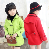儿童2015新款冬季童装女童韩版加厚毛呢上衣女大童加绒保暖潮外套