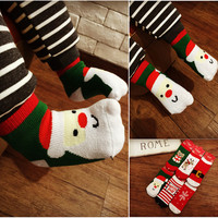 2015冬季儿童毛圈加厚棉袜 男女童宝宝圣诞款卡通保暖袜子