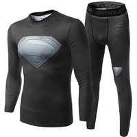 2016春装新款紧身衣男运动超人紧身衣运动套装男速干运动长袖t恤