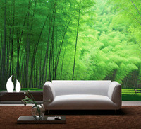 大型无缝壁画电视背景墙3d立体定制个性墙纸壁纸现代清新树林竹子