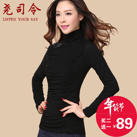 冬季加绒加厚打底衫女长袖2015新款韩版女装高领修身长袖t恤女款