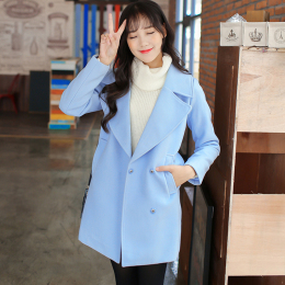 学生韩版毛呢外套2015冬装女韩范长袖呢子大衣中长款修身加厚韩国