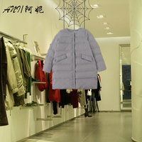 2015冬季新款韩版圆领中长款修身棉袄女款显瘦羽绒棉衣棉服外套