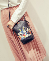 夏季新款时尚韩版女包单肩包涂鸦迷你可爱小包包手机钥匙包斜跨包