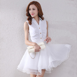韩版2015夏装新款女装时尚气质名媛修身显瘦白色仙女8A0E5091
