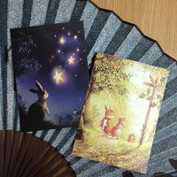 2015新款森林里的童话 手绘插画明信片清新贺卡小卡片2枚反面空白