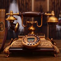 慕臻欧式仿古电话机凯撒复古高端时尚创意电话金属实木家用座机