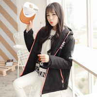 2015冬季新款韩版棉衣女中长款连帽纯色大码学生棉外套
