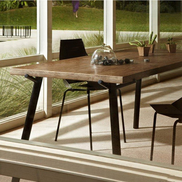 定制简约复古实木美式铁艺餐桌椅子会议桌复古咖啡桌椅子酒吧桌椅