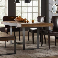 酒吧咖啡桌 美式复古餐桌 长方形实木餐桌椅 组合铁艺餐桌