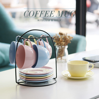 欧式陶瓷咖啡杯碟套装 简约创意高档英式骨瓷下午茶套装含架子