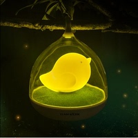 创意LED充电鸟笼台灯小夜灯 可爱小鸟随手灯 卧室床头睡眠调光灯