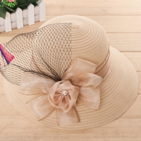 韩版潮大沿花朵草帽子女士夏天沙滩度假遮阳帽防晒防紫外线太阳帽