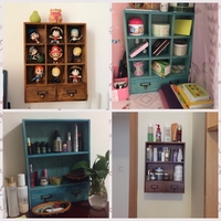 zakka实木质化妆品收纳盒 墙上置物架壁挂卫生间桌面梳妆台收纳柜