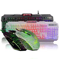铂科背光游戏键盘鼠标套装电脑usb七彩发光有线键鼠套装机械手感