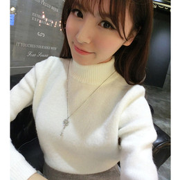 小女人毛衣女装学院风中高领长袖套头毛衫冬季新款韩版短款针织衫