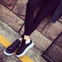 透气运动鞋女夏韩版休闲鞋厚底初中高中学生板鞋跑步鞋黑色小白鞋