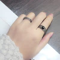 韩国个性潮人复古食指戒指简约钛银欧美显气质戒指指环配饰品女