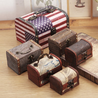 zakka杂货 欧式创意复古箱子首饰盒  做旧木质首饰收藏盒 收纳盒