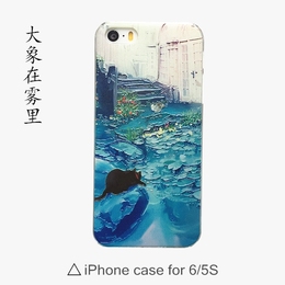 文艺定制 立体浮雕iPhone6 苹果手机壳 4.7/5S清新日韩系黑猫后壳