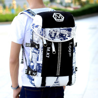 时尚铆钉青年书包中学生潮流电脑包15寸旅行包帆布背包男款双肩包