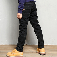 男童牛仔裤加绒加厚2015冬装新款韩版中大童儿童纯色百搭长裤潮