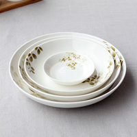 宁静致远 陶瓷盘创意韩式菜盘子骨瓷深盘平盘汤盘饭盘7-9英寸圆盘