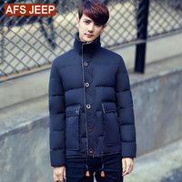 AFS JEEP/战地吉普2015新款冬季羽绒服男加厚修身韩版短款羽绒服