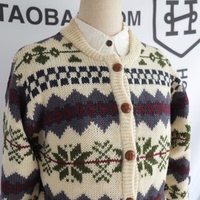 Xmas Vintage HODALA 圣诞费尔岛雪花 森林系  拼色 开衫纯羊毛衣