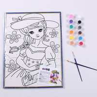 10张包邮水彩水粉数字画手绘卡通填色画儿童涂鸦画批发DIY可选图