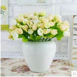 现代简约家居饰品小花瓶花器摆件陶瓷白色仿真花花艺套装餐桌欧式