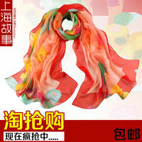 上海故事丝巾女士披肩冬季纱巾沙滩巾超大长款围巾女