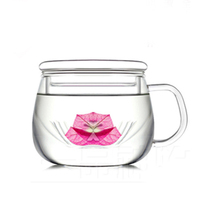 玻璃杯带盖耐热过滤花茶杯 办公创意泡茶杯玻璃水杯子 玻璃三件杯