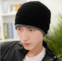 韩版爆款帽子针织毛线帽加厚套头帽头巾帽子男士冬季韩版潮流冬款
