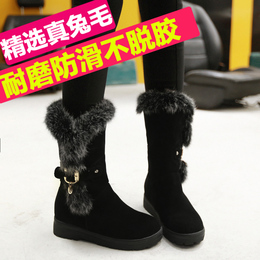 2015冬季新款女童雪地靴平底大童中筒靴女孩初中学生韩版儿童靴子