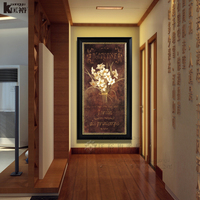 创艺客厅走廊装饰画 现代 有框画 过道尽头墙画单幅竖画进门挂画
