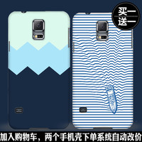 三星S5/S4手机壳简约原创纯色拼接催眠波浪小船时尚创意保护套潮