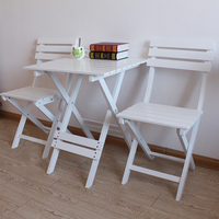 特价碳化简约家具阳台桌椅组合白色实木质折叠椅如意小方茶桌套件