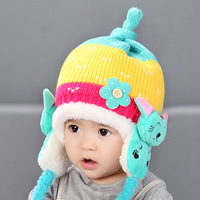 秋冬婴儿帽子3-6-12个月宝宝帽子0-1岁儿童毛线护耳帽套头帽男女