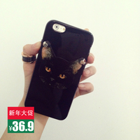 新款喵星人小黑猫咪刘亦菲同款iphone6手机壳苹果6plus铆钉保护壳