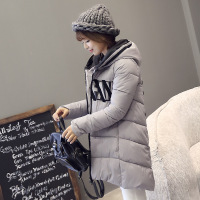 韩国2015冬季新款冬装连帽棉服女中长款修身显瘦字羽绒棉衣外套女