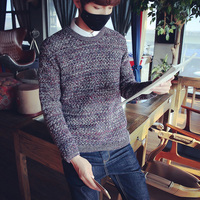 2015冬季新款韩版修身针织衫潮流英伦青年外套圆领套头毛衣男