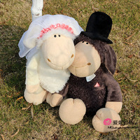 圣诞节礼物NICI35cm-50cm情侣一对婚纱羊结婚羊压床娃娃毛绒玩偶