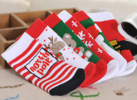 新年礼品袜圣诞节儿童袜男女宝宝冬款加厚毛圈袜精梳棉袜子0-3岁