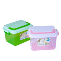 茶花小号塑料收纳盒加厚零食收纳箱子有盖透明整理箱桌面储物盒