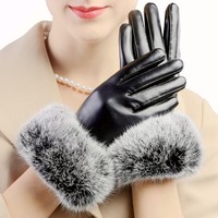 皮手套女 南极人时尚送礼大兔毛口冬季加厚保暖头层羊皮真皮手套