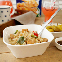 韩式简约圆角碗沙拉碗甜品碗陶瓷汤碗西餐碗欧式酒店纯白出口餐具